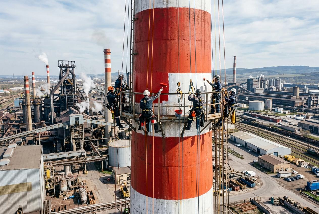 Покраска дымовых труб завод Кристалл